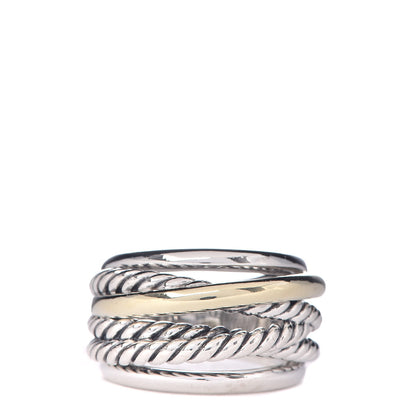 David Yurman Sterling Silver 14K Yellow Gold Narrow Crossover Ring 52 6 1 of 4