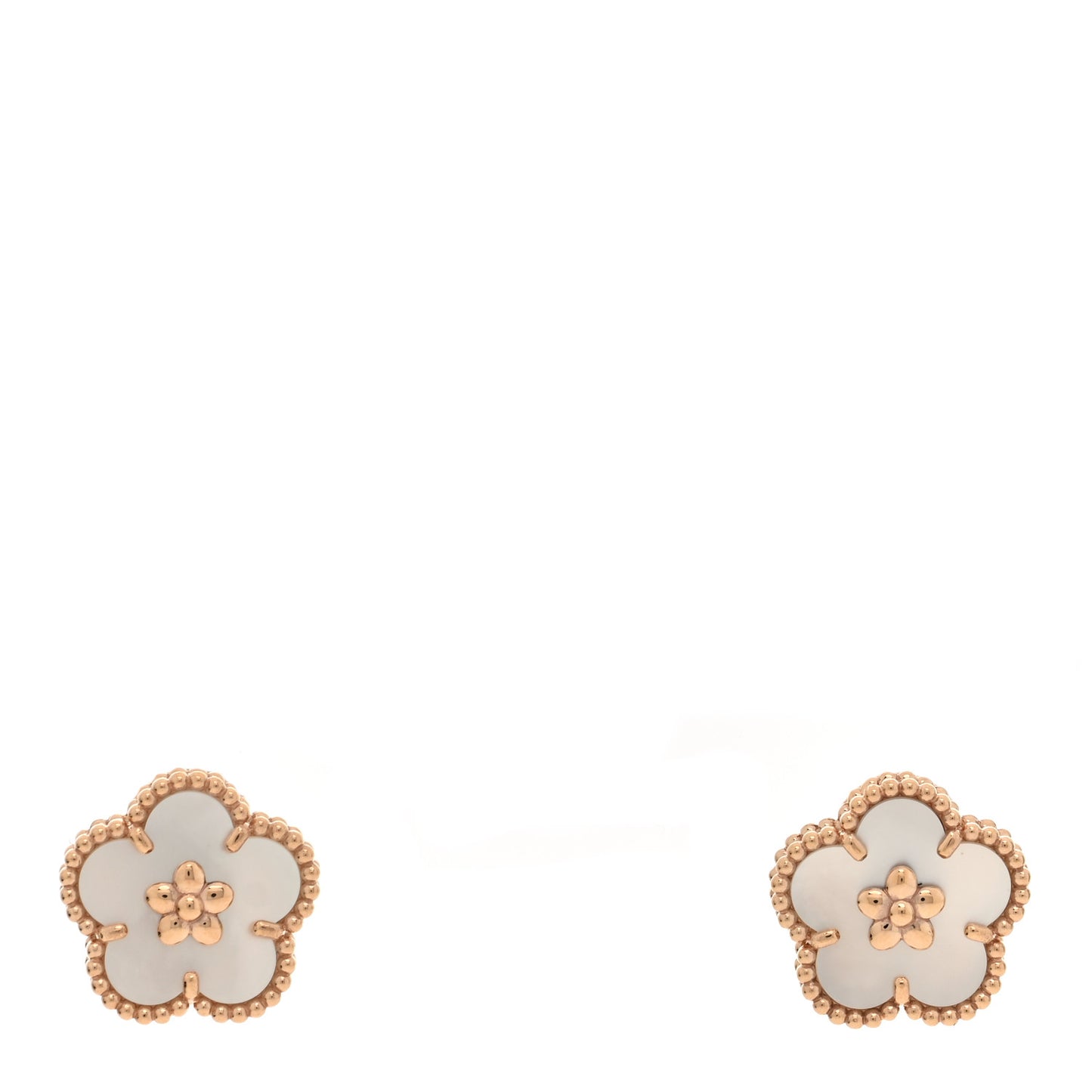 18K Rose Gold Mother of Pearl Lucky Springs Plum Blossom Earrings