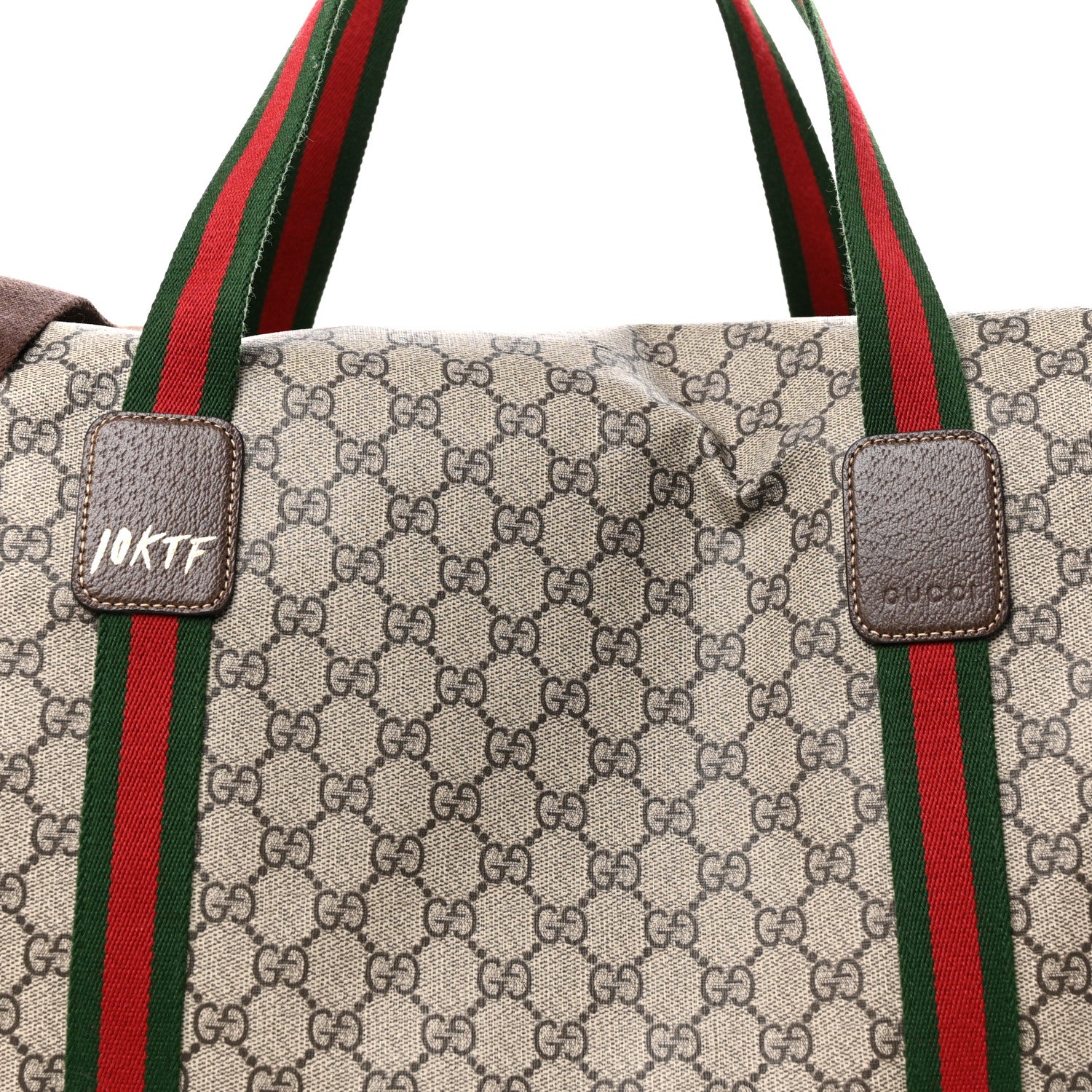 Gucci GG Supreme Monogram Web Medium Duffle Bag Brown 7 of 9