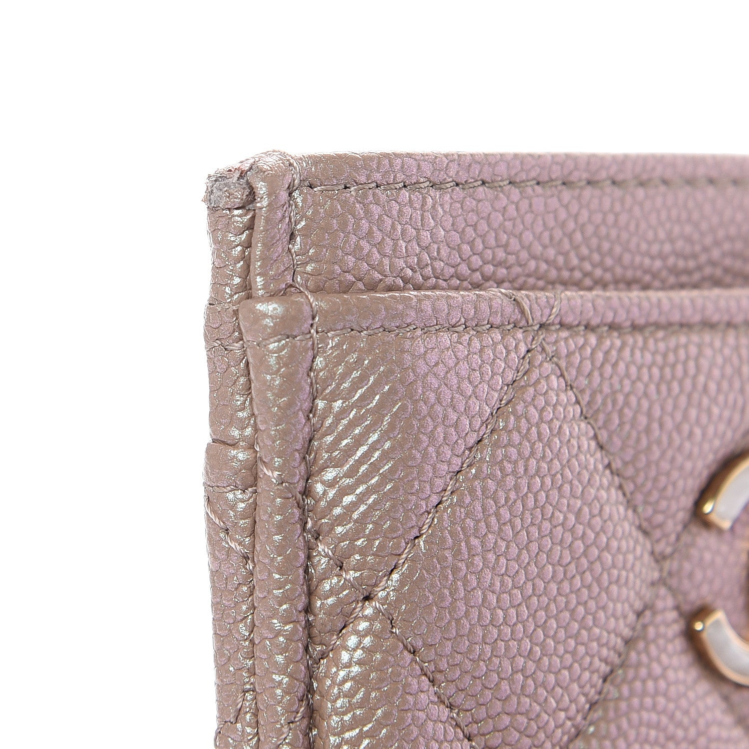 Chanel Iridescent Caviar Quilted Card Holder Beige 11 of 13