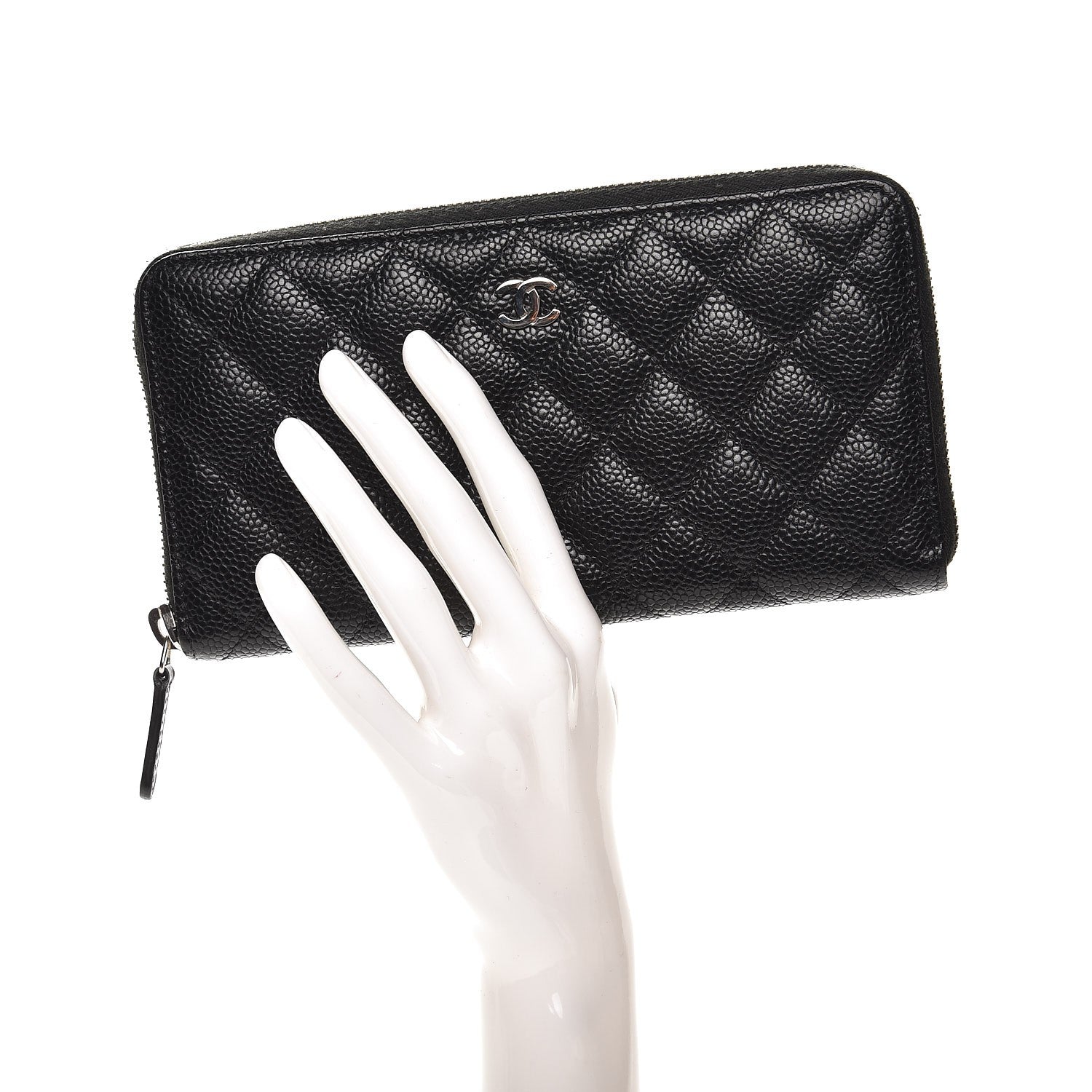 Chanel Caviar Quilted Large Gusset Zip Around Wallet Black 2 of 8