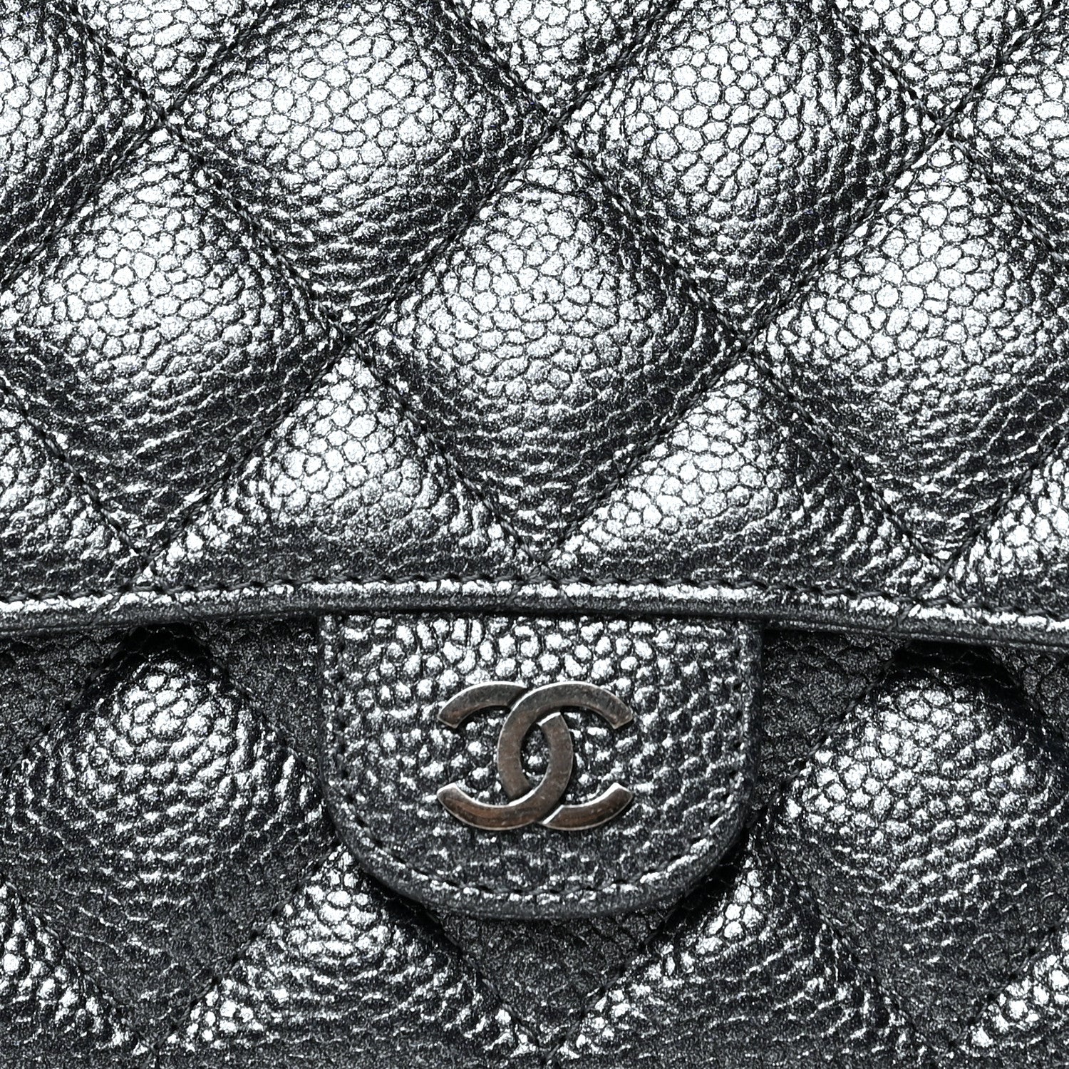 Chanel Metallic Caviar Quilted Small Flap Wallet Charcoal 9 of 10