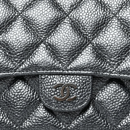 Chanel Metallic Caviar Quilted Small Flap Wallet Charcoal 9 of 10