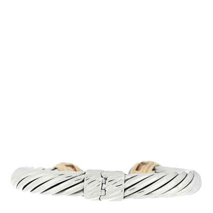 David Yurman Sterling Silver 14K Yellow Gold Hematite Garnet 10mm Cable Classics Bracelet 2 of 3