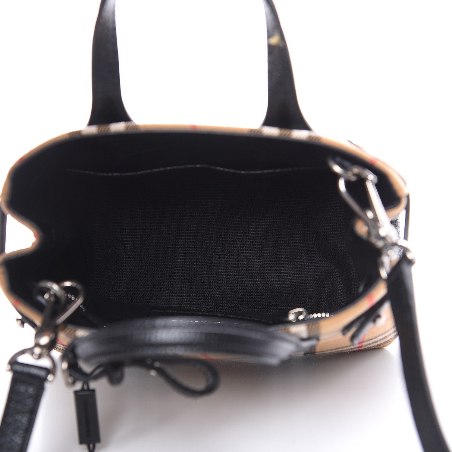 Burberry Goatskin Vintage Check Baby Banner Tote Black 5 of 10
