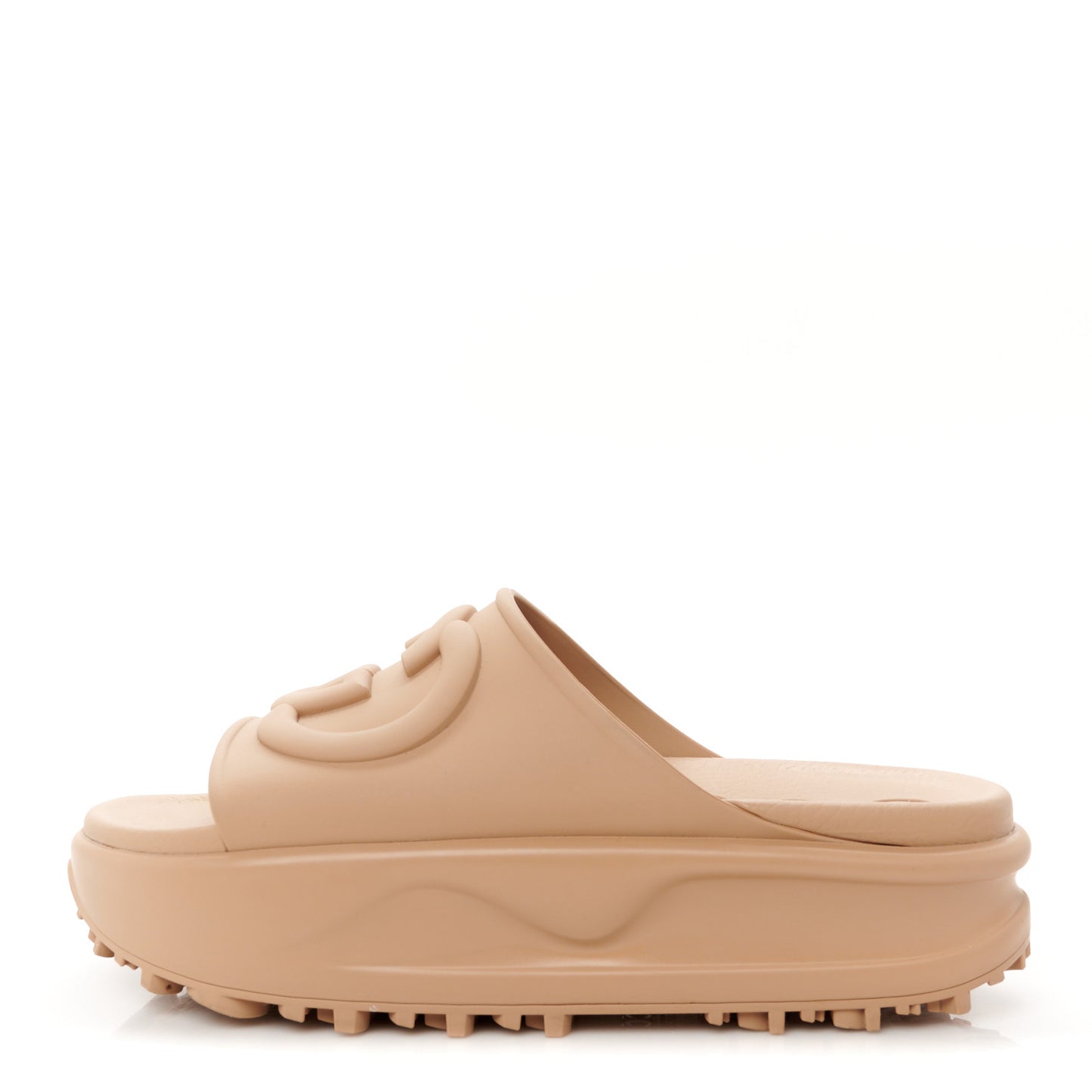 Soft Rubber Womens Interlocking G Platform 42mm Slide Sandals 37 Vintage Camel 37 Vintage Camel