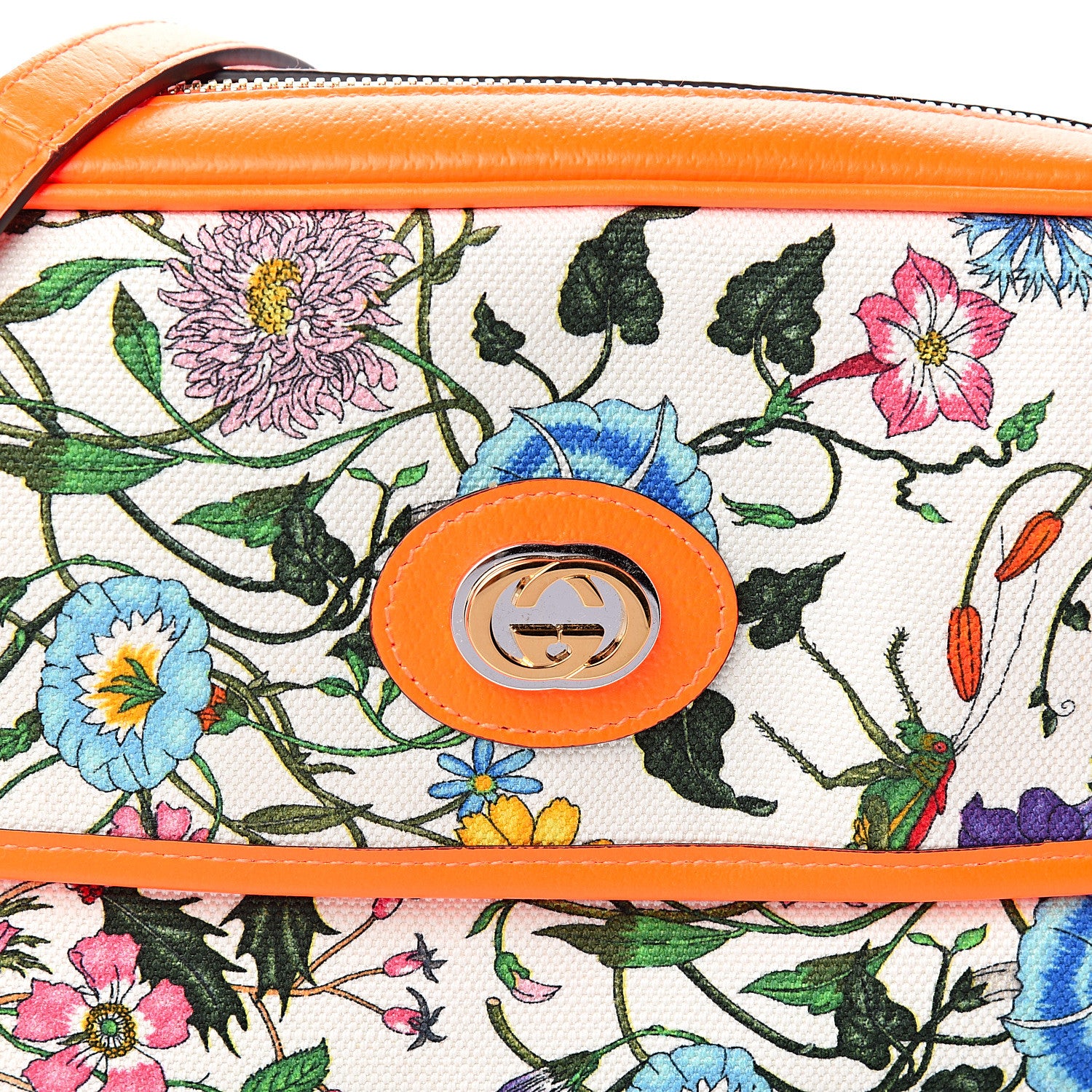 Gucci Canvas Flora Floral Shoulder Bag White Orange Fluo 9 of 9