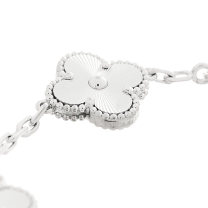 Van Cleef & Arpels 18K White Gold 5 Motifs Guilloche Vintage Alhambra Bracelet 3 of 4