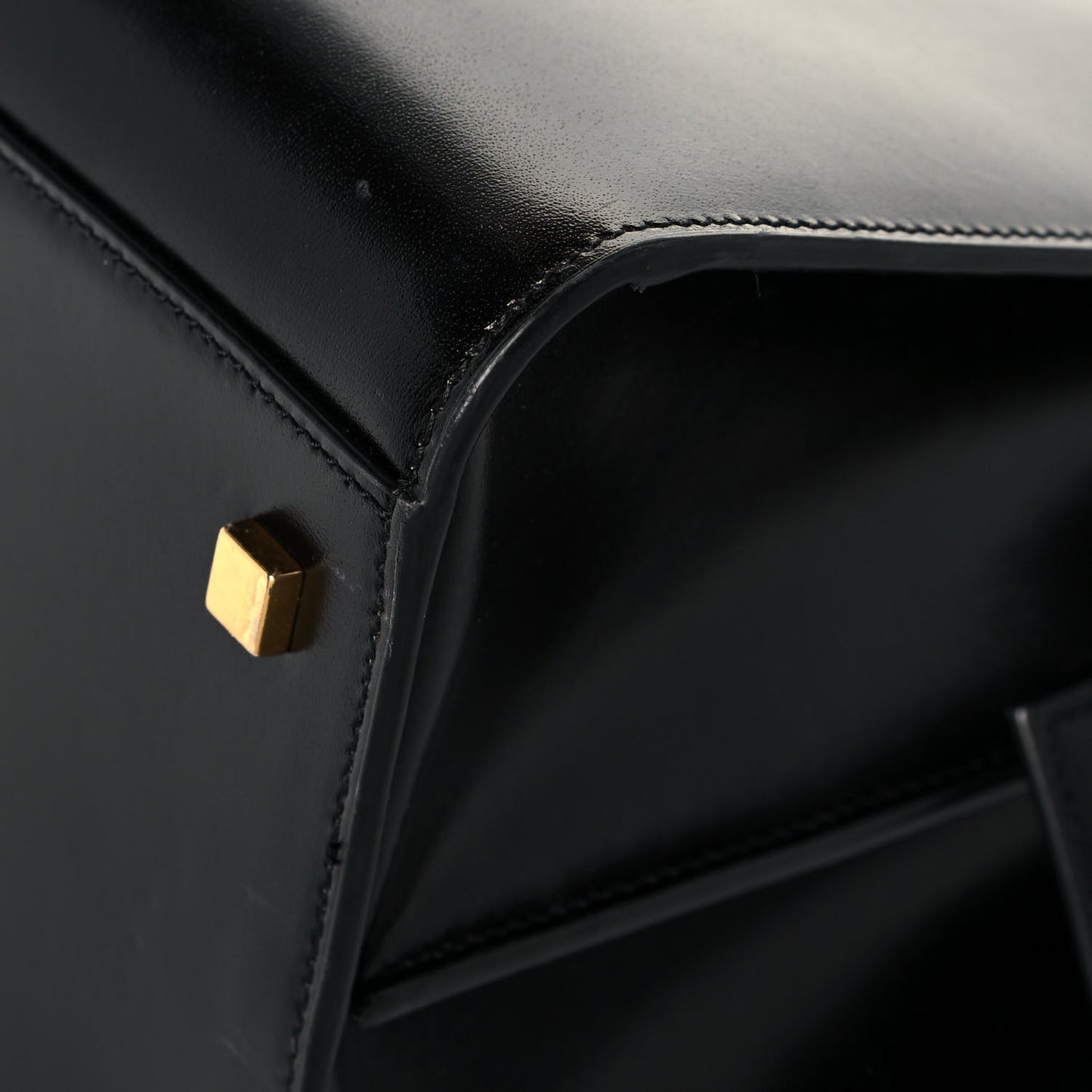 Shiny Calfskin Large Uptown Tote Black