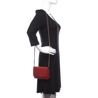 Chanel Caviar Quilted Wallet on Chain WOC Red 2 of 11