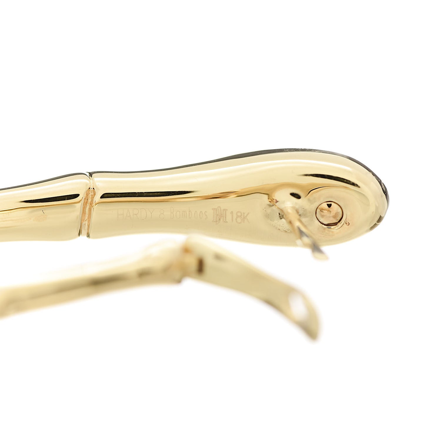 18K Yellow Gold Diamond Bamboo Hoop Earrings