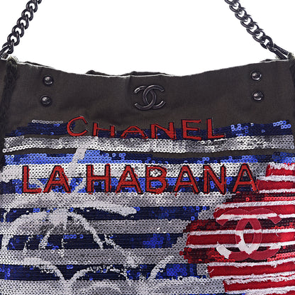 Chanel Canvas Sequins Cubano Trip Hobo Khaki 12 of 12