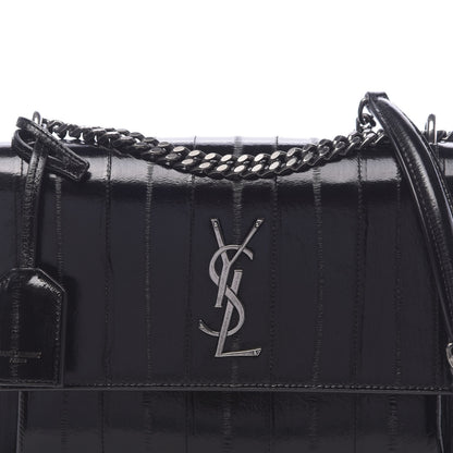 Saint Laurent Glossy Eelskin Medium Monogram Sunset Black 9 of 10