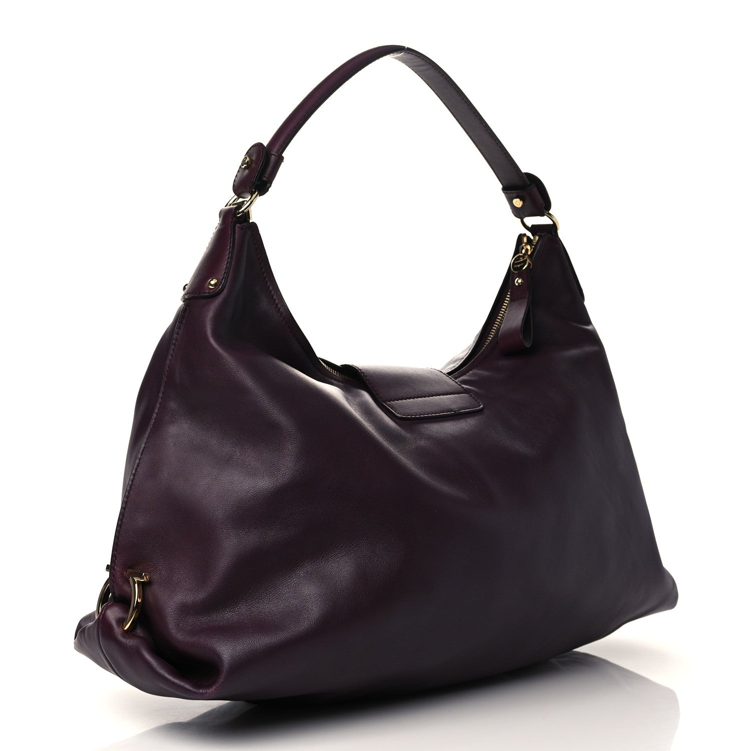Salvatore Ferragamo Calfskin Fanisa Gancini Hobo Plum 2 of 6