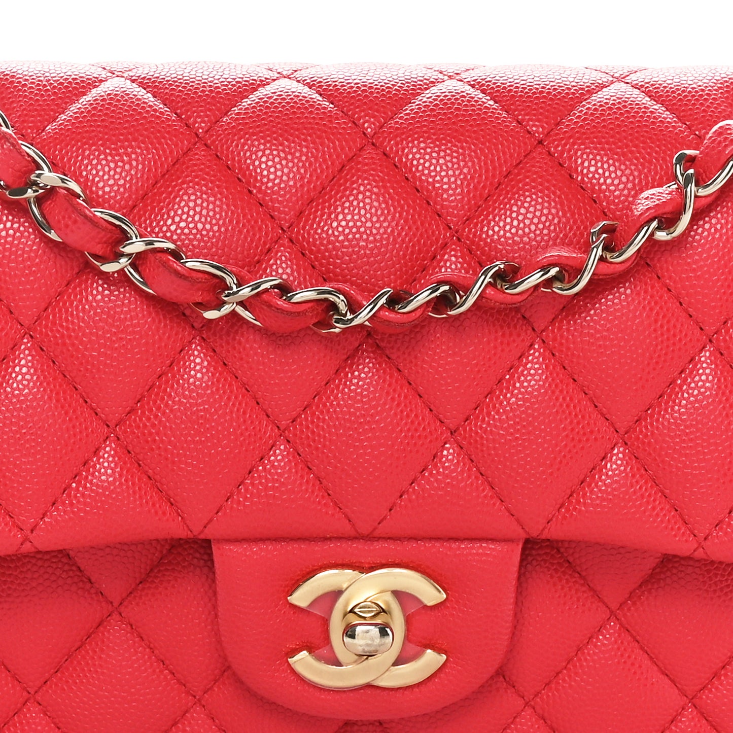 Caviar Quilted Small Double Flap Red