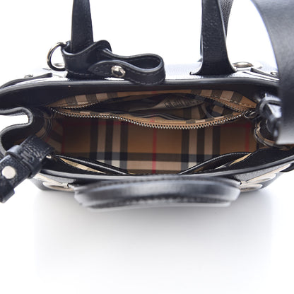 Burberry Grainy Calfskin House Check Grommet Baby Banner Tote Black 5 of 13