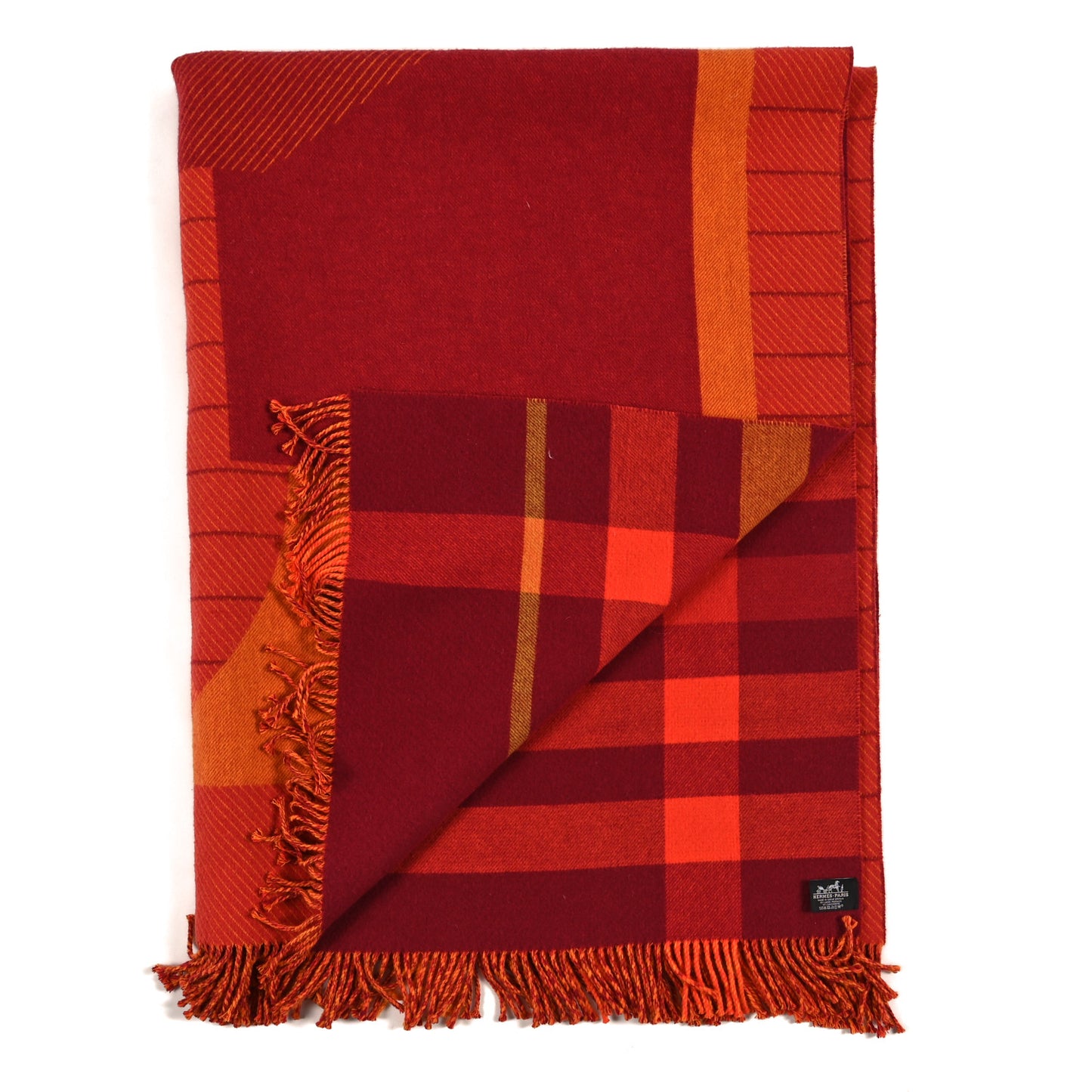Merinos Wool Cashmere Anchor Chain 17 Blanket Terracotta