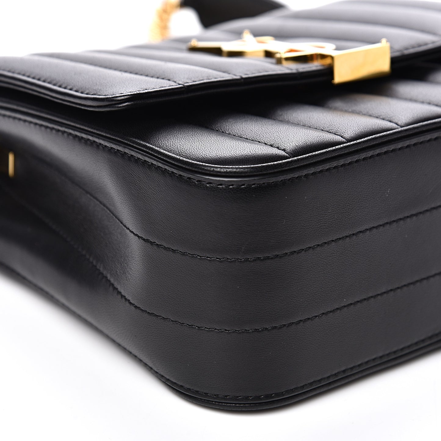 Lambskin Matelasse Monogram Medium Vicky Chain Bag Black