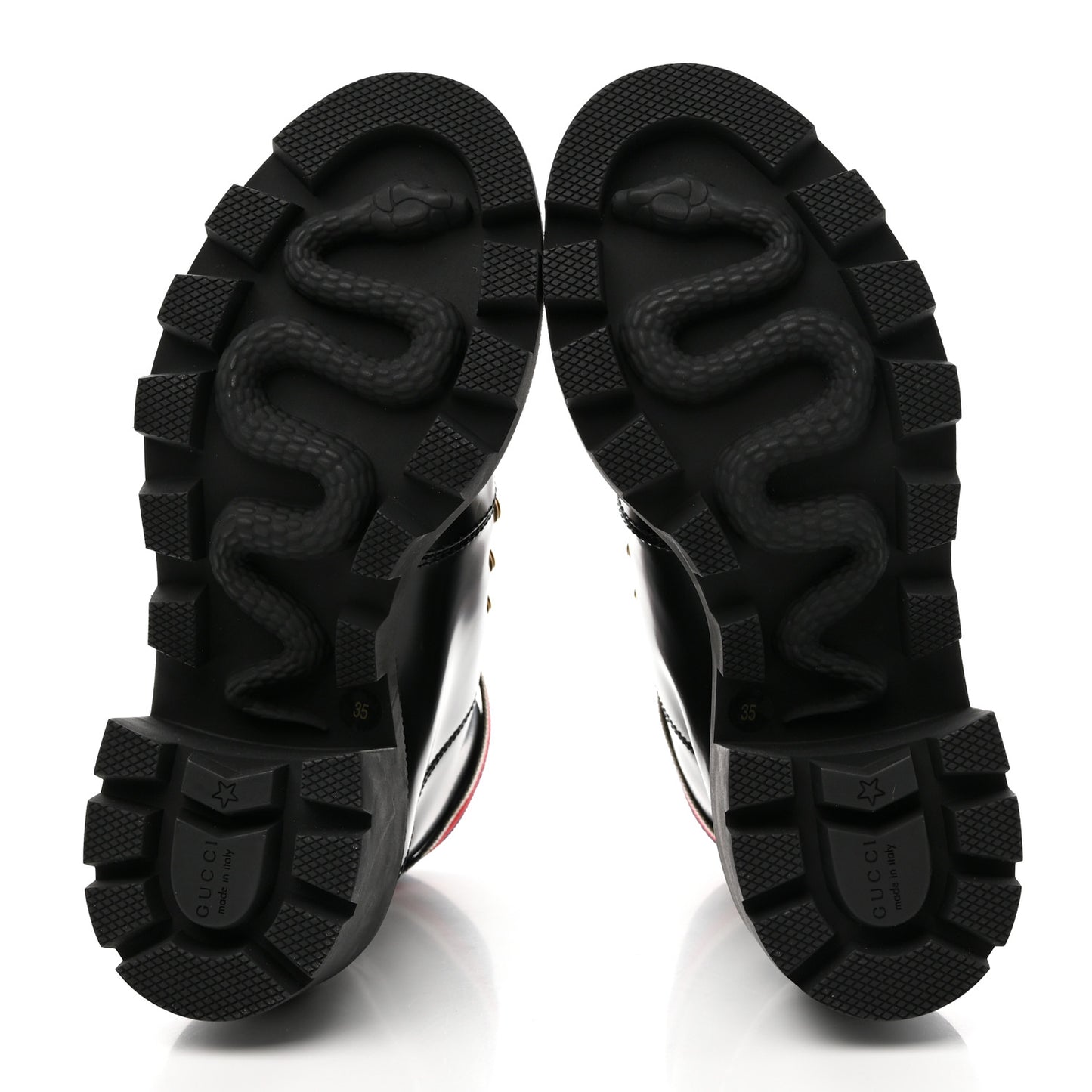 Calfskin Sylvie Web Lace Up Combat Boots 35 Black