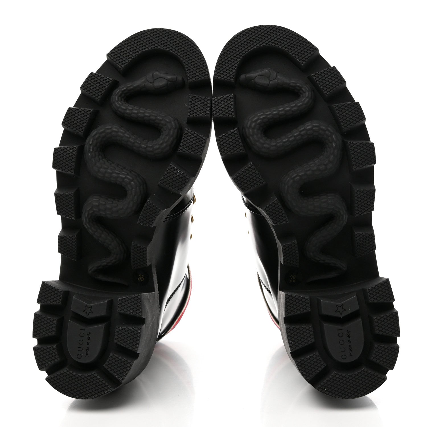 Gucci Calfskin Sylvie Web Lace Up Combat Boots 35 Black 5 of 13