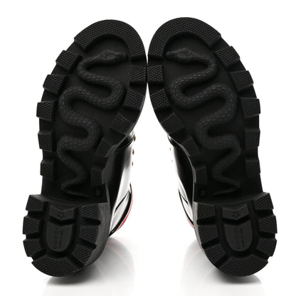 Gucci Calfskin Sylvie Web Lace Up Combat Boots 35 Black 5 of 13