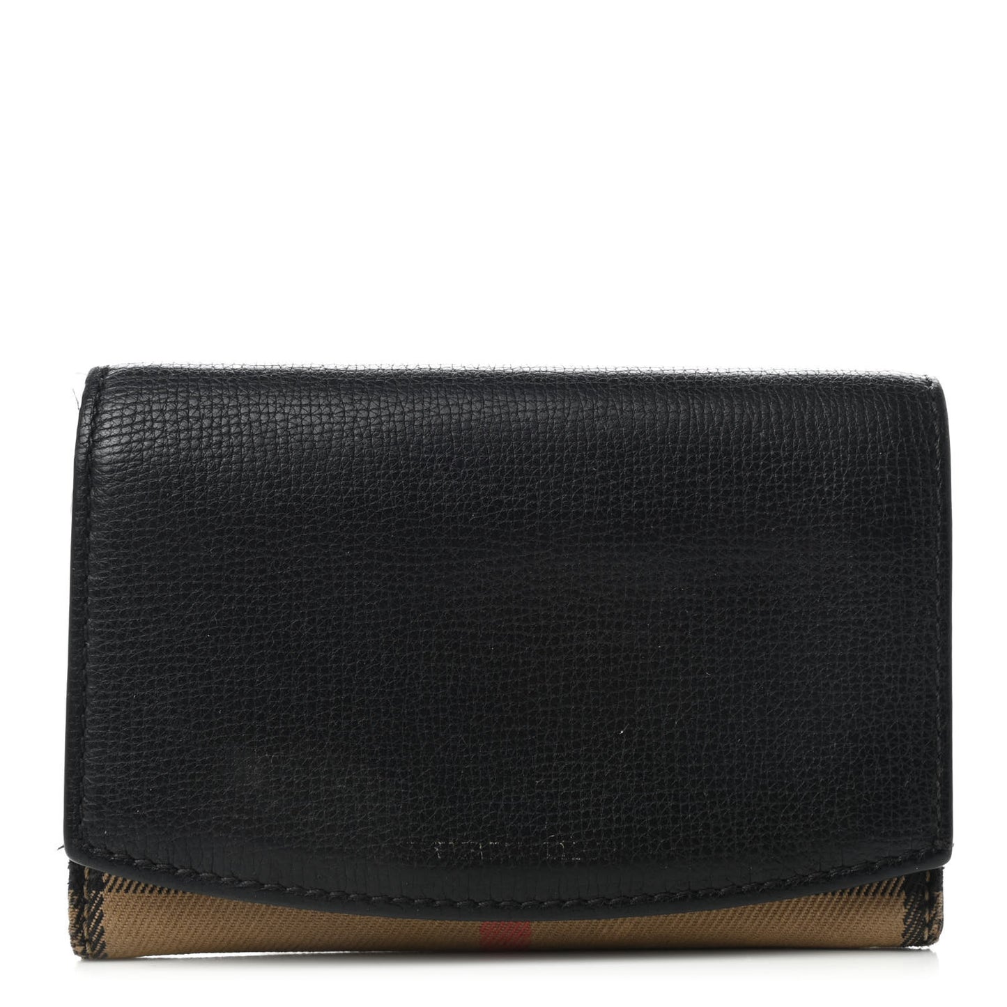 Grainy Calfskin House Check Wellington Wallet Mahogany Black