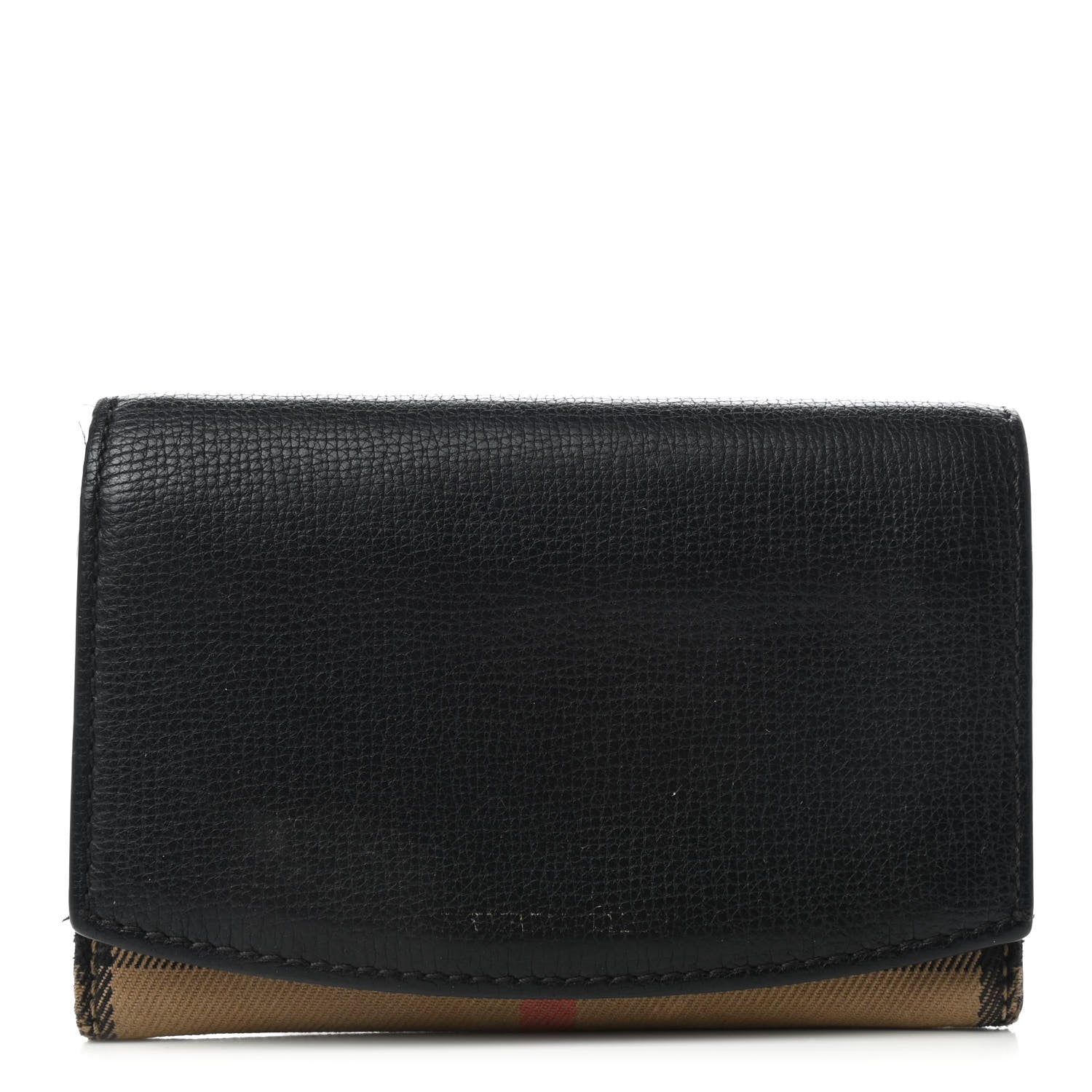 Burberry Grainy Calfskin House Check Wellington Wallet Mahogany Black 1 of 10