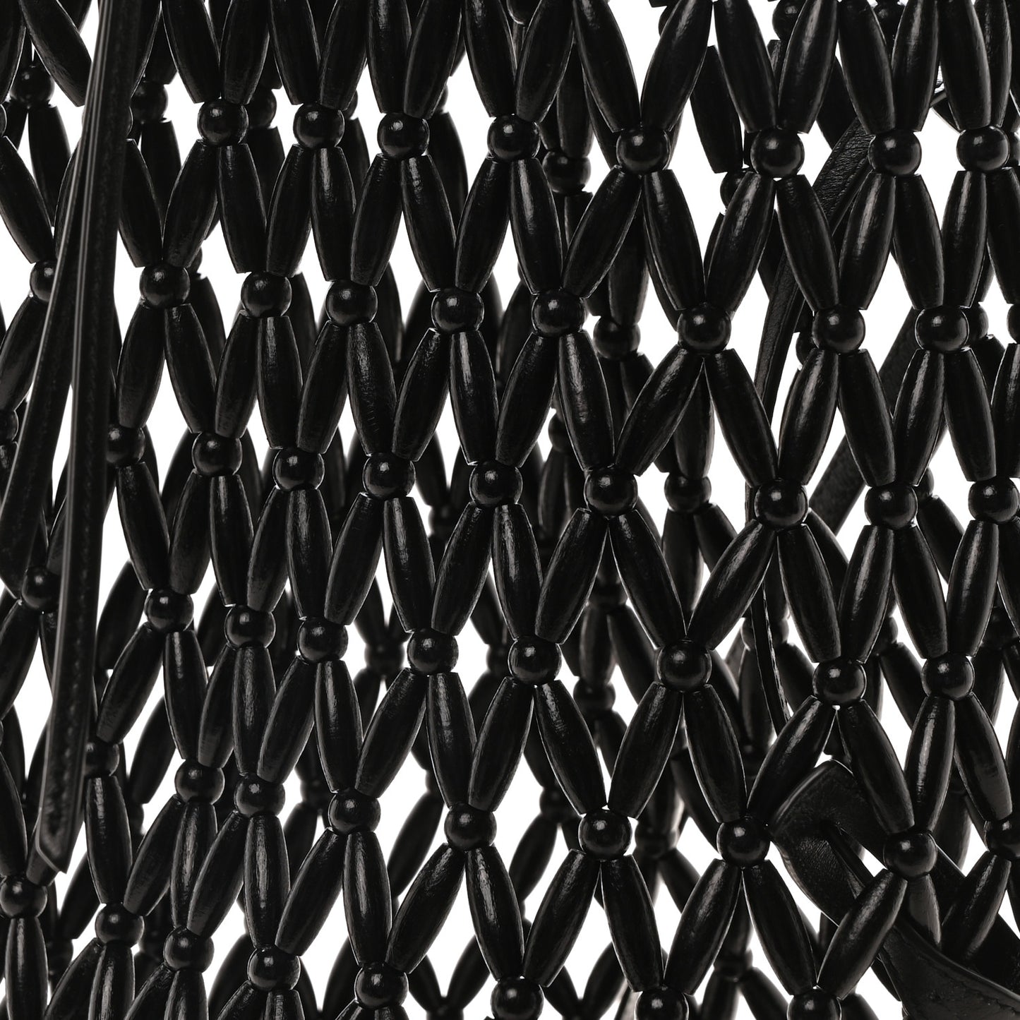 Wood Beaded Hobo Bag Black