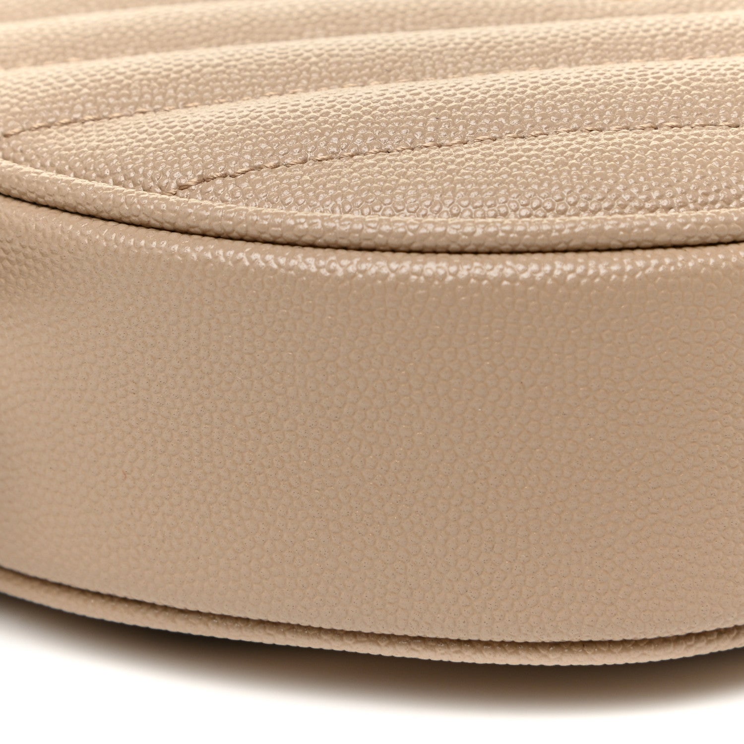 Saint Laurent Grain De Poudre Matelasse Chevron Quilted Round Vinyle Camera Bag Dark Beige 8 of 10