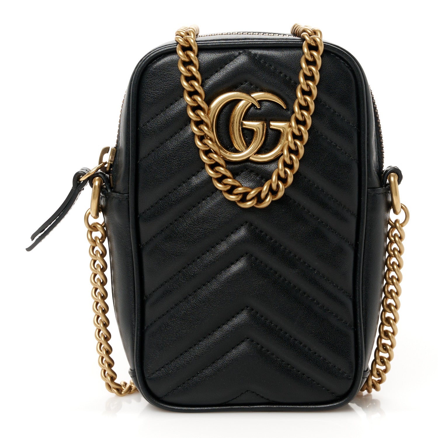 Gucci Calfskin Matelasse Mini GG Marmont Crossbody Bag Black 1 of 11