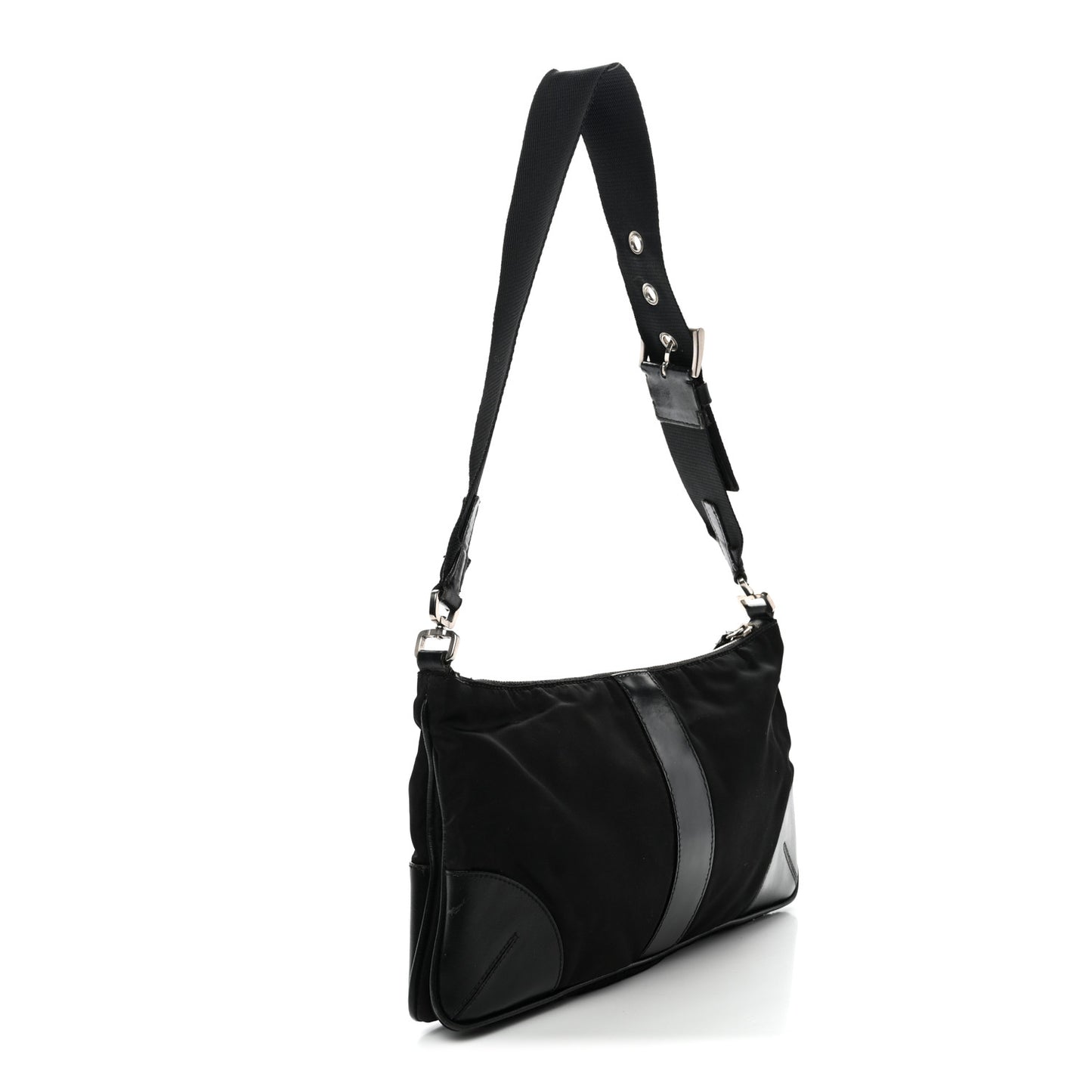Tessuto Light Nylon Soft Calf Shoulder Bag Black