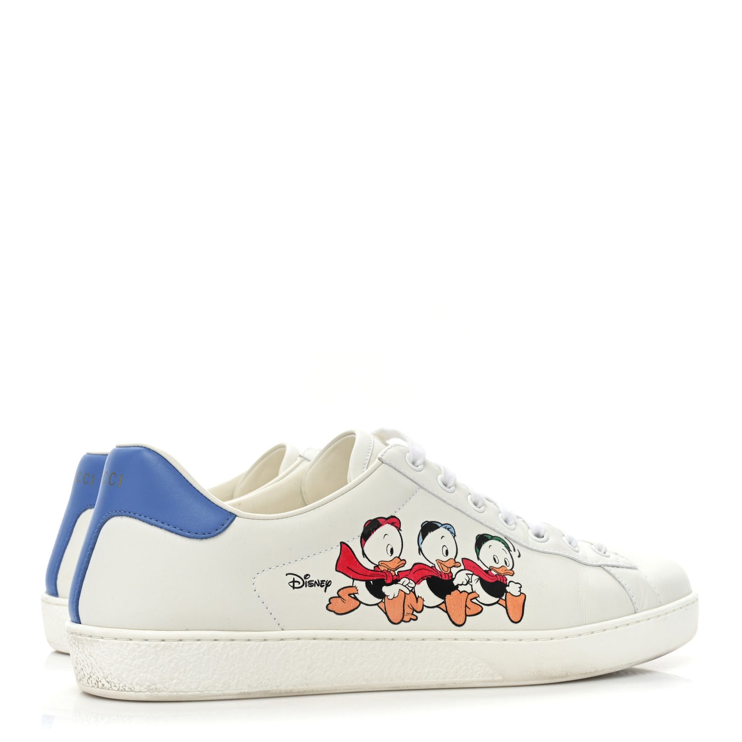 X DISNEY Calfskin Miro Soft Donald Duck Mens Ace Sneakers 9 White Bright Splash