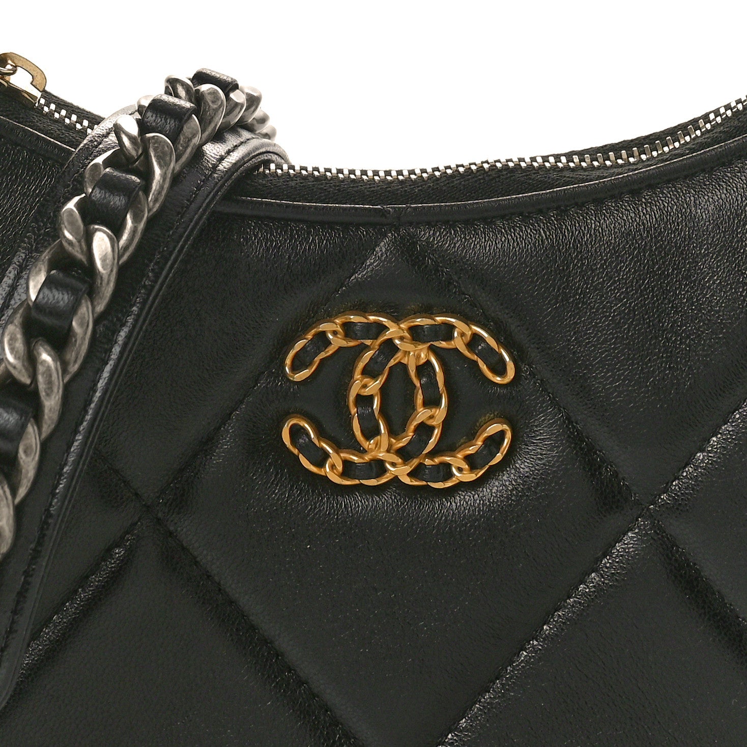 Chanel Lambskin Quilted Chanel 19 Hobo Clutch With Chain Black 8 of 10