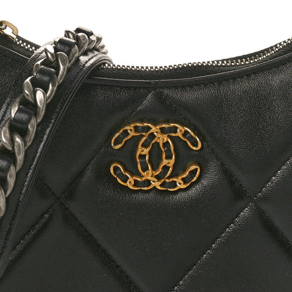 Chanel Lambskin Quilted Chanel 19 Hobo Clutch With Chain Black 8 of 10