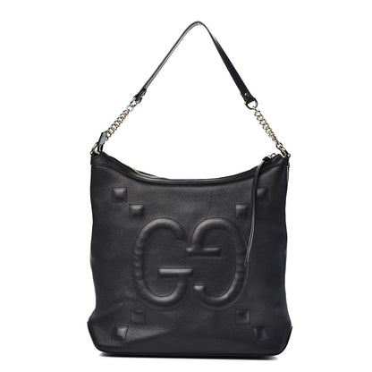Gucci Apollo Calfskin GG Dadini Embroidered Chain Hobo Black 1 of 12