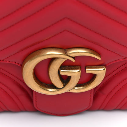 Gucci Calfskin Matelasse Large GG Marmont Shoulder Bag Hibiscus Red 11 of 19