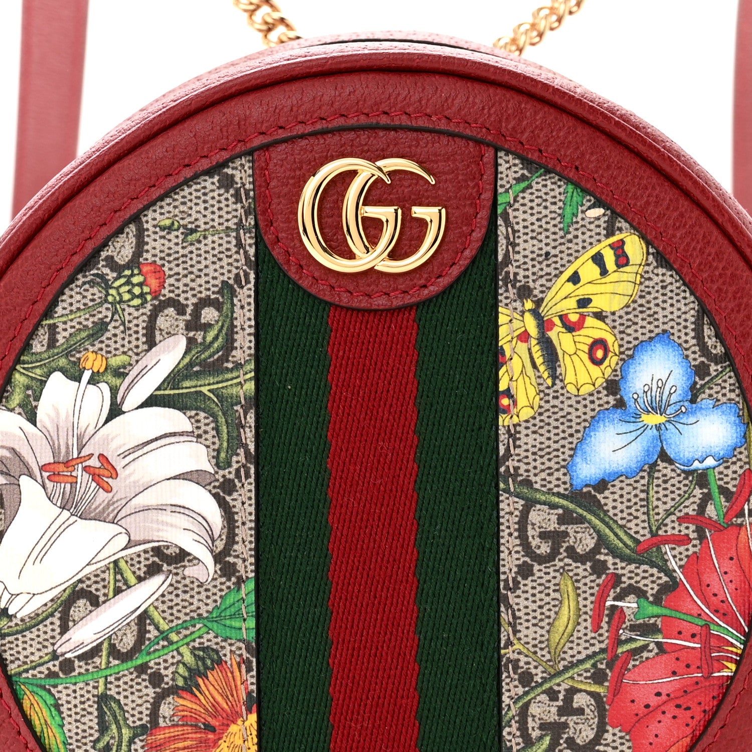 Gucci GG Supreme Monogram Web Flora Mini Ophidia Round Backpack Red 8 of 12