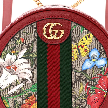 Gucci GG Supreme Monogram Web Flora Mini Ophidia Round Backpack Red 8 of 12