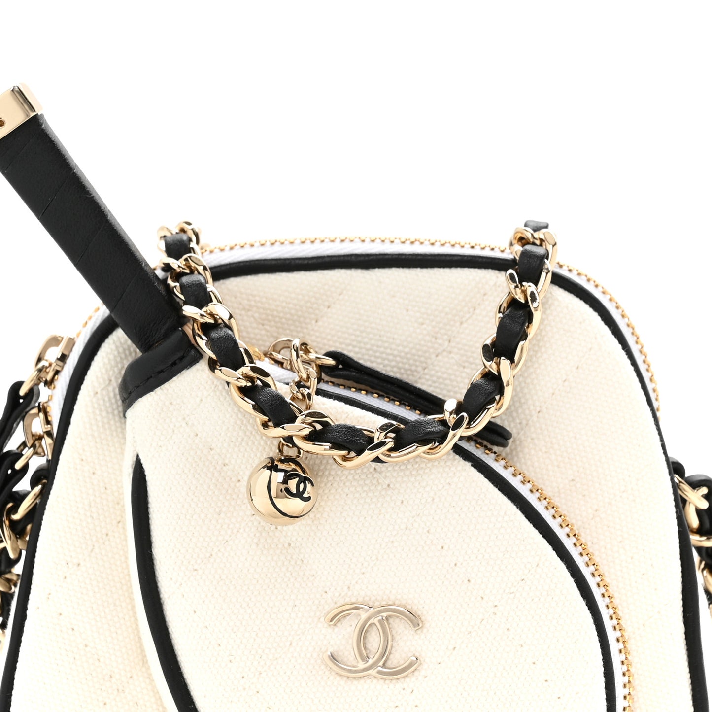 Canvas Calfskin Tennis Racket Mini Bag White Black