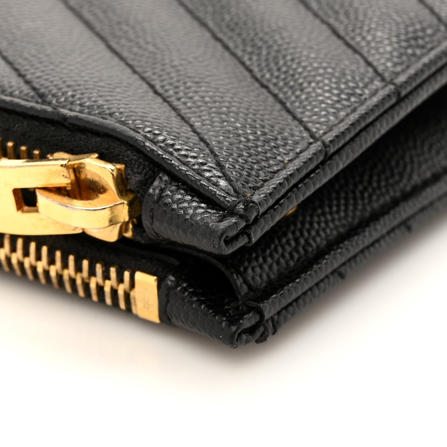Grain De Poudre Matelasse Chevron Monogram Double Zip Wallet Black