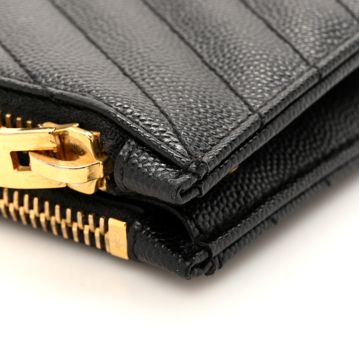 Saint Laurent Grain De Poudre Matelasse Chevron Monogram Double Zip Wallet Black 12 of 13
