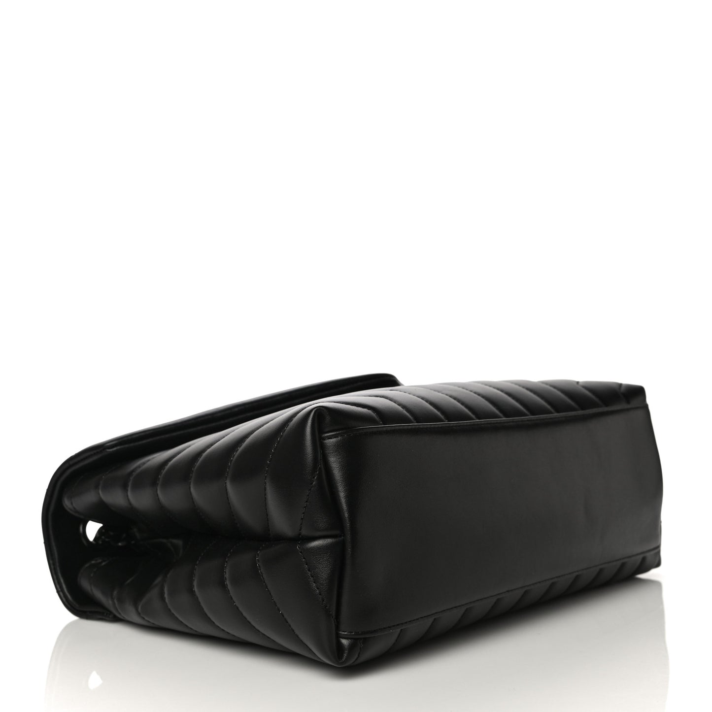 Calfskin Y Quilted Monogram Medium Loulou Chain Satchel Black