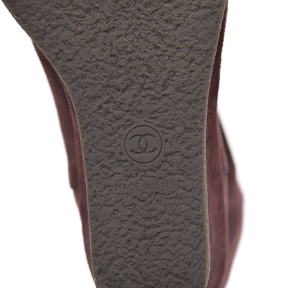 Chanel Suede Calfskin Chain Around High Boots 39 Burgundy 6 of 7