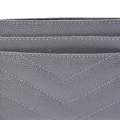 Saint Laurent Grain De Poudre Matelasse Chevron Monogram Credit Card Case Earth 8 of 9
