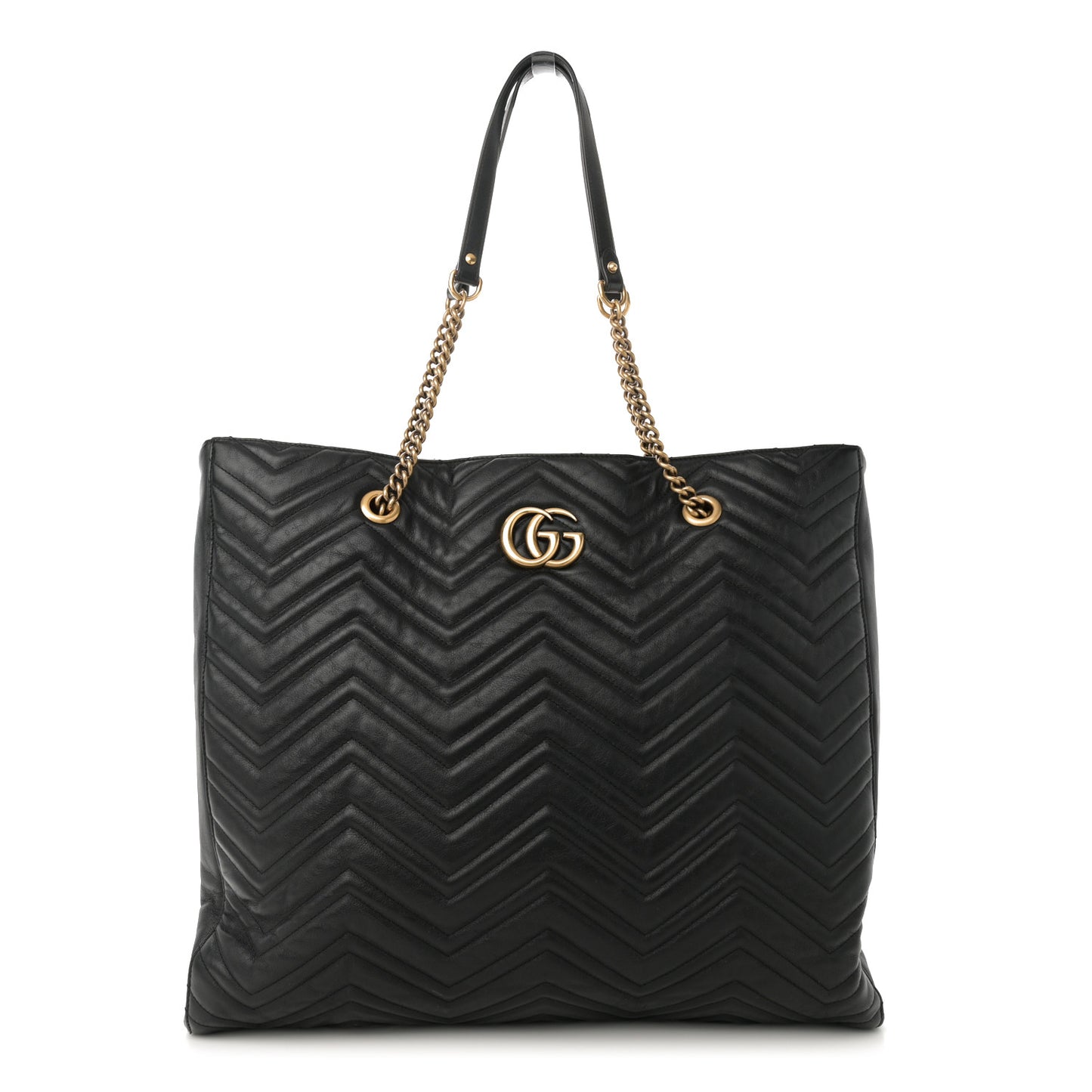 Azalea Calfskin Matelasse Large GG Marmont Slim Tote Black