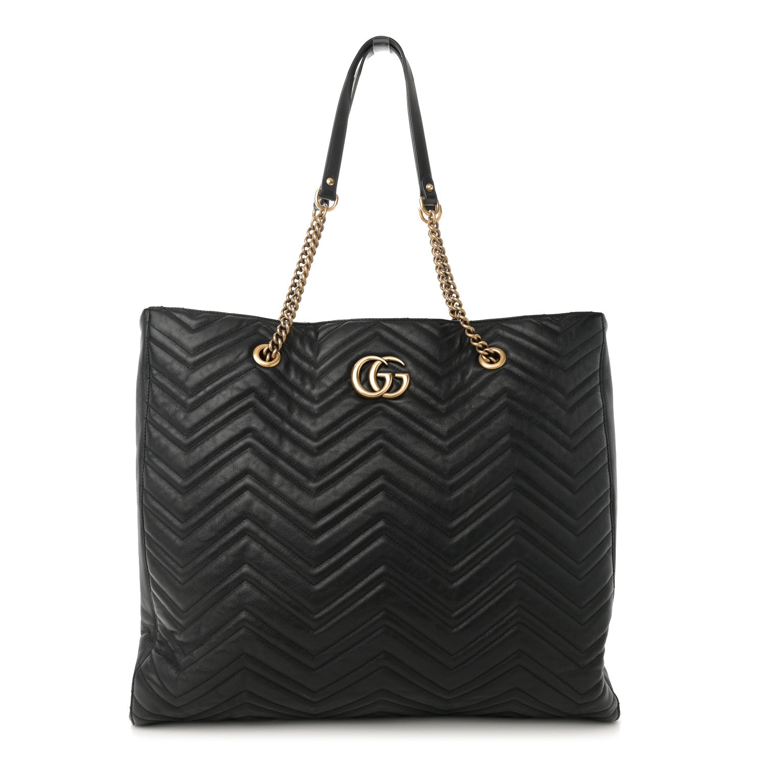 Gucci Azalea Calfskin Matelasse Large GG Marmont Slim Tote Black 1 of 12