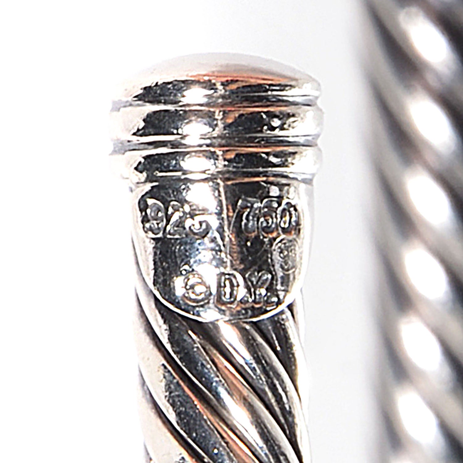 David Yurman Sterling Silver Double Diamond 5mm Cable Classics Cuff 4 of 5