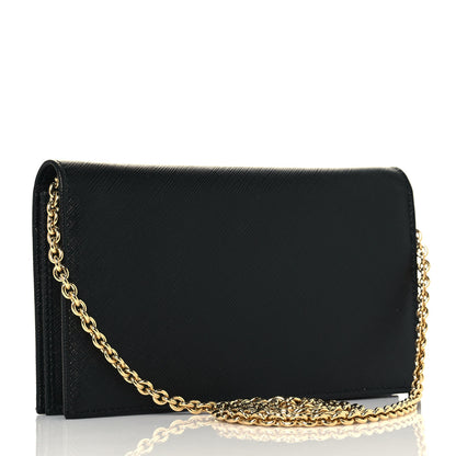 Salvatore Ferragamo Printed Calfskin Ginny Wallet On Chain Black 3 of 14