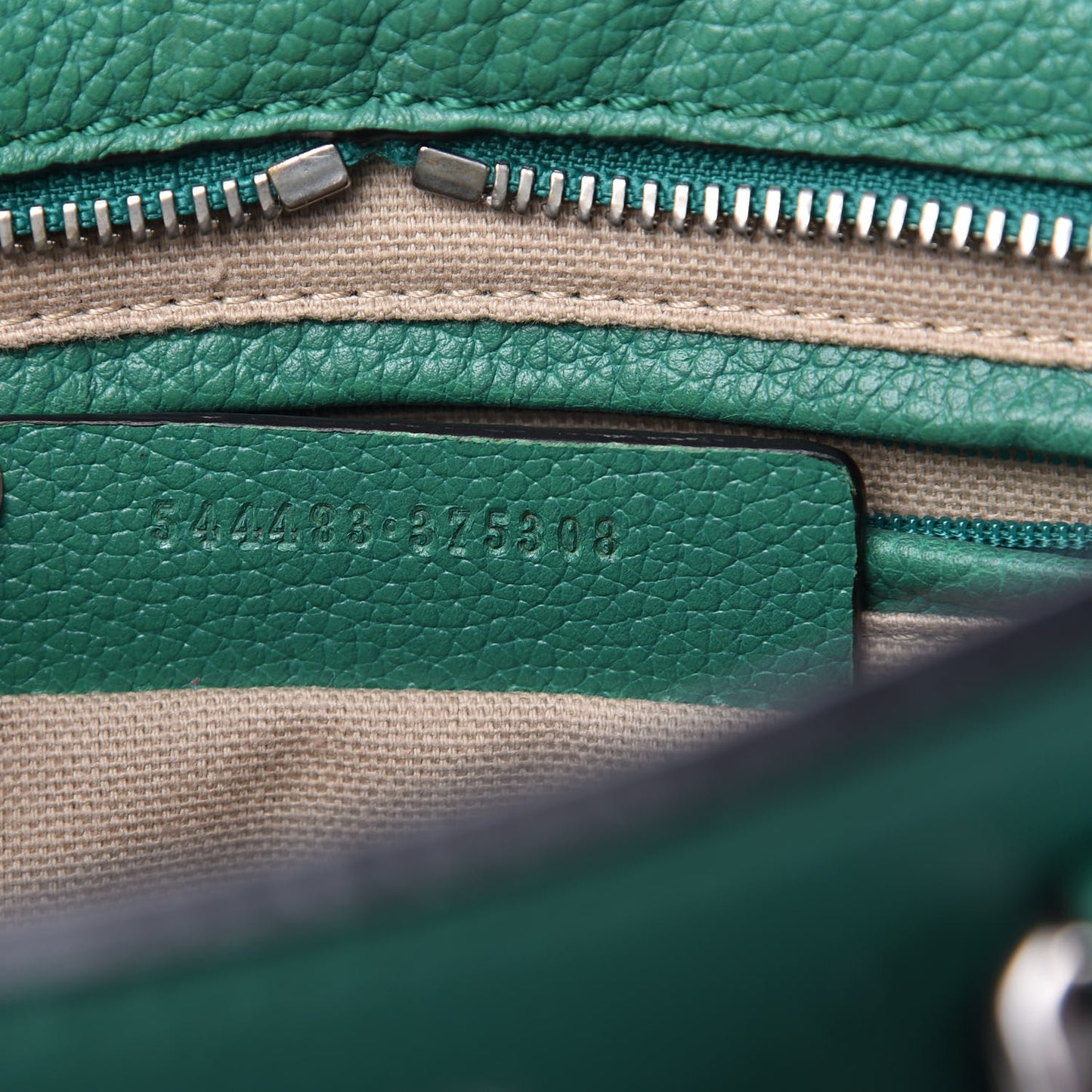Pebbled Calfskin Small Skull Padlock Zip Around Tote Green