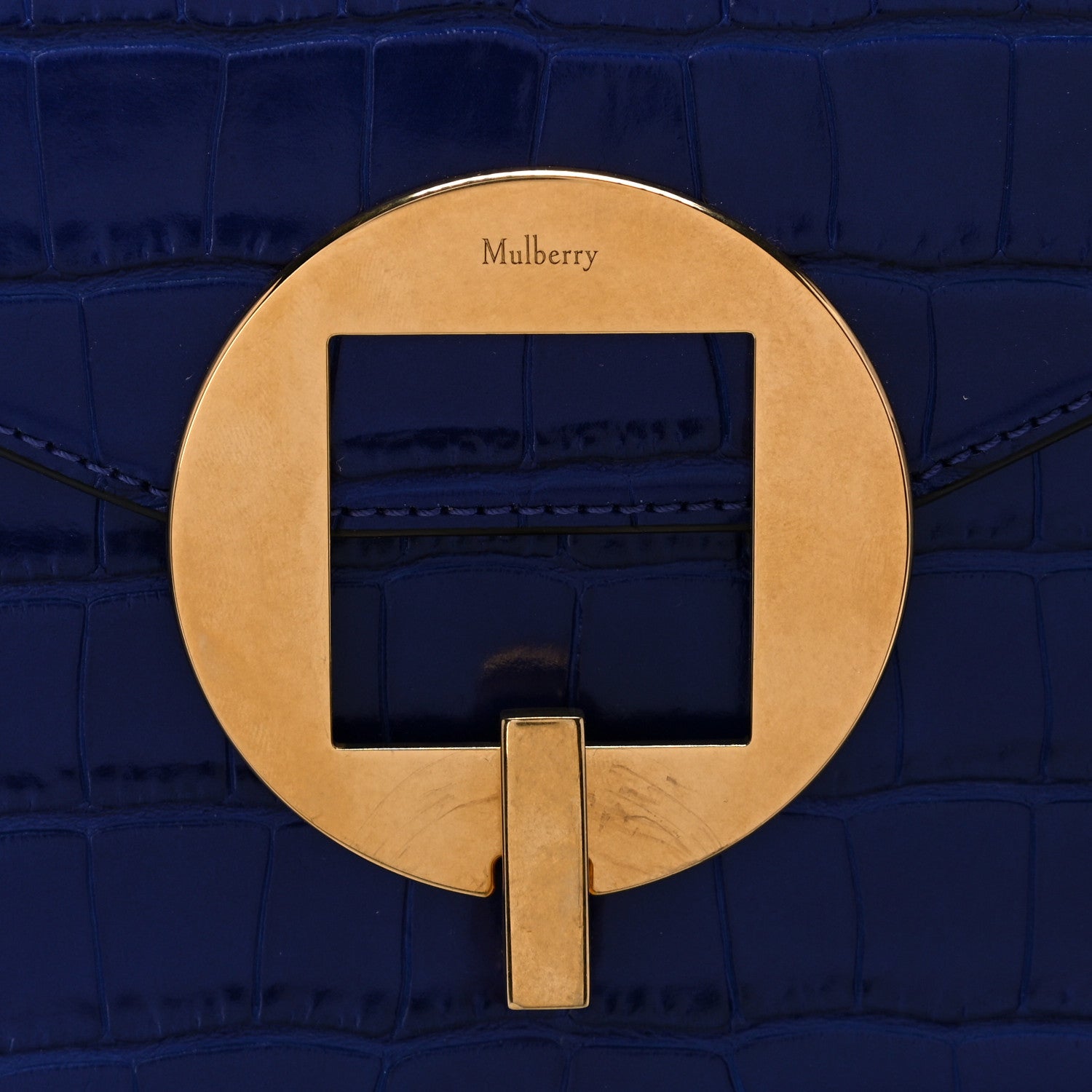 Mulberry Shiny Croc Calfskin Embossed The Mews Satchel Cobalt Blue 10 of 14